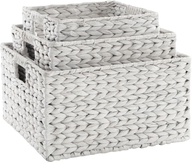 Signature Design by Ashley® Elian 3-Piece Antique White Basket Set-1