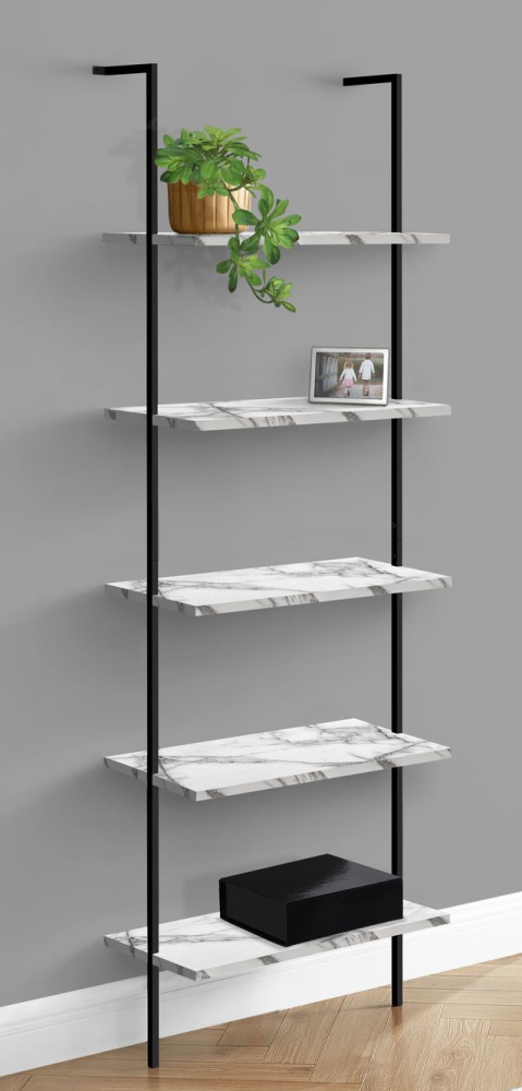 Monarch Specialties 5-Tier Bookshelf - 72" H, White Metal & Laminate, Modern Ladder Design - View #7