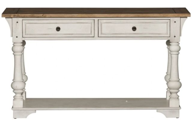 Liberty Furniture Morgan Creek Wirebrushed Tobacco Sofa Table with Antique White Base-2