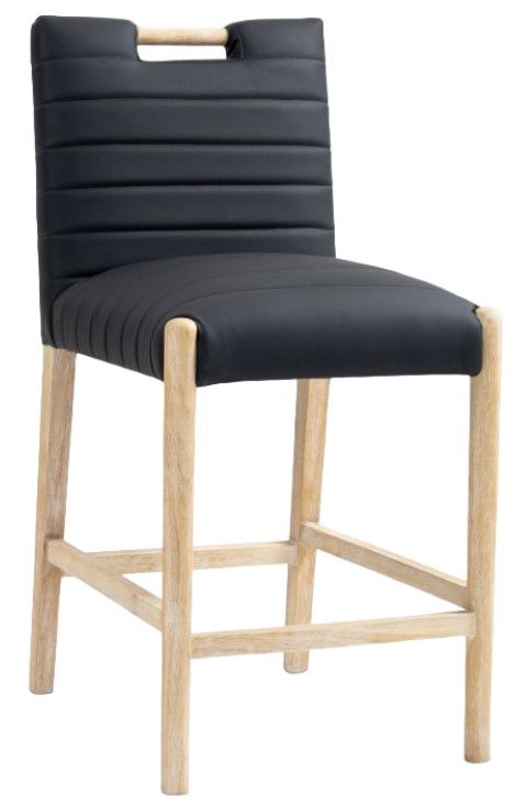 Meridian Furniture Aimee Black/Natural Vegan Leather Counter Stool-0