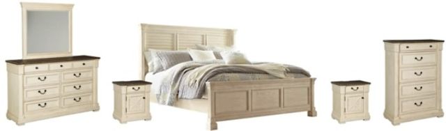 Signature Design by Ashley® Bolanburg 6-Piece Antique White California King Panel Bed Set-0