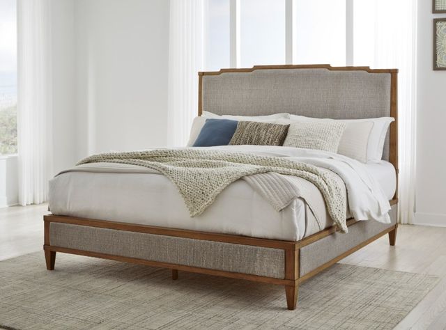 Signature Design by Ashley® Sharlance Gray/Light Brown California King Upholstered Panel Bed-4