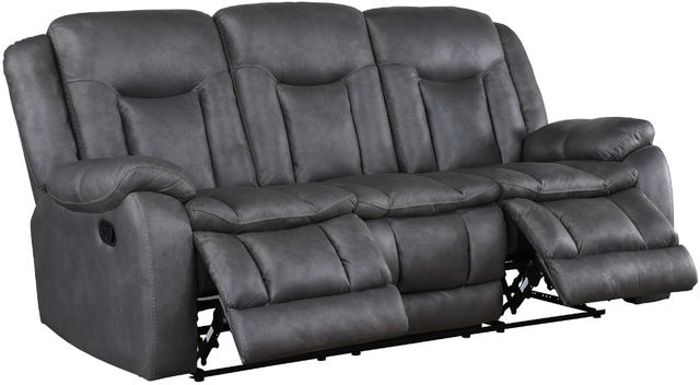 New Classic® Home Furnishings Morello Gray Dual Manual Reclining Sofa-3