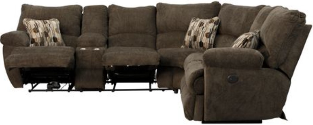Catnapper Elliot 2-Piece Power Lay Flat Reclining Curved Sectional with Console