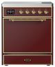Ilve® Majestic III 30" Burgundy Pro Style Induction Range with Solid Door and Brass Trim-0