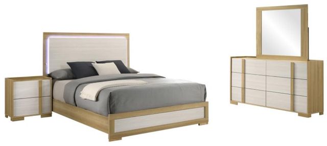 Coaster® Hyland 4-Piece Natural/White Eastern King Bedroom Set-0