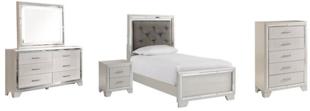 Signature Design by Ashley® Lonnix 5-Piece Silver Twin Panel Bed Set-0