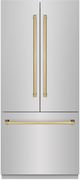ZLINE Autograph Edition 36" 19.6 Cu. Ft. Stainless Steel Built-In French Door Refrigerator with Polished Gold Accents-0