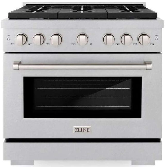 ZLINE 36" Satin Stainless Steel Pro Style Gas Range with 6 Brass Burners-0
