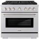 ZLINE 36" Satin Stainless Steel Pro Style Gas Range with 6 Brass Burners-0