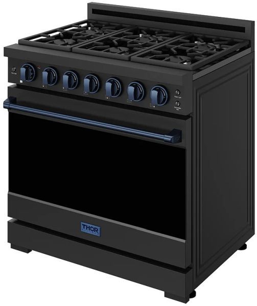 Thor Kitchen® Gordon Ramsay 36" Black/Blue Freestanding Pro Style Gas Range with Precision Knob-3