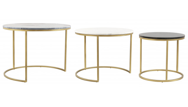 Zuo® Modern Franco 3-Piece Marble Top Nesting Coffee Tables with Brass Base-1