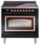 Ilve® Nostalgie II Noblesse 36'' Glossy Black Pro Style Induction Range with Copper Trim-0