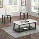 Furniture of America® Thisted White Square Marble End Table with Black Base-1