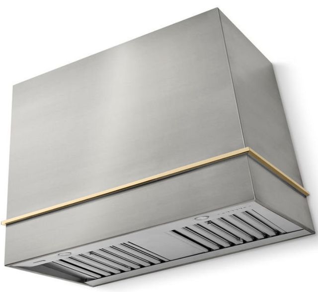 La Cornue CornuFé Loge 44" Stainless Steel Wall Mounted Range Hood with Polished Brass Trim-0