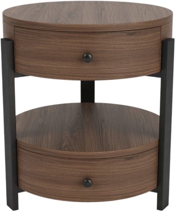 Riverside Furniture Nova Asbury Walnut End Table with Dark Bronze Base-2