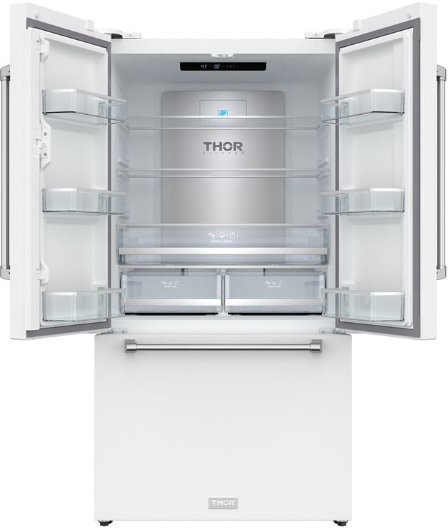 Thor Kitchen Gordon Ramsay Series 36" White French Door Counter Depth Refrigerator with Ice Maker & Stainless Steel Hardware-1