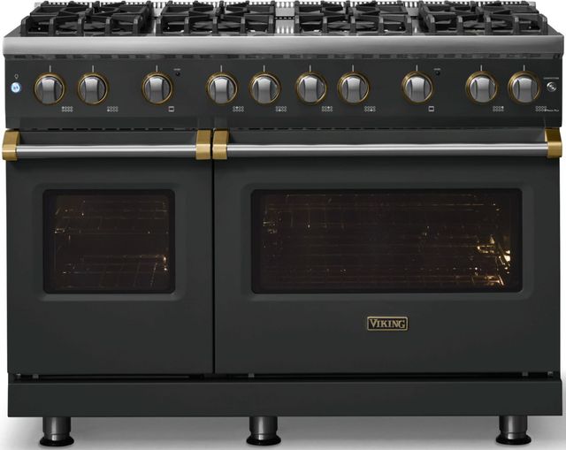 Viking® 5 Series 48" Antique Bronze Pro Style Gas (NG) Range with Brushed Brass Trim-3
