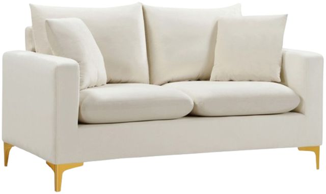 Meridian Furniture Naomi Cream Upholstered Loveseat-0