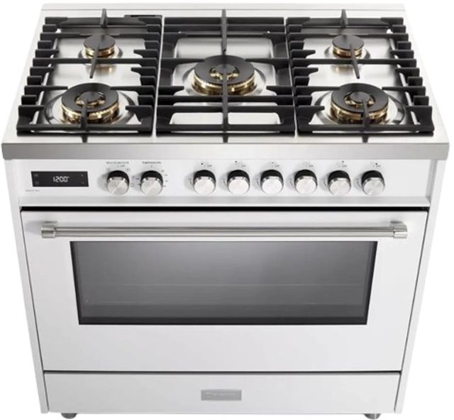 Verona® Ultima 36" White Pro Style Dual Fuel Range-2