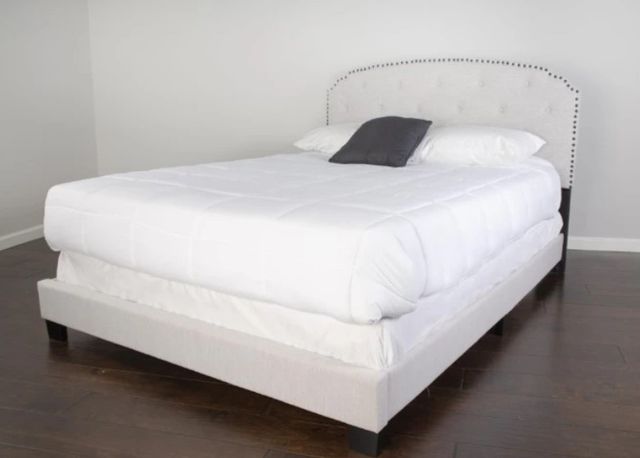 Bernards Olivia White Upholstered Twin Panel Bed-1