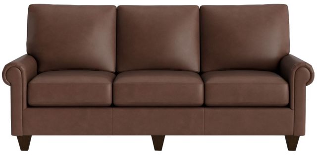 Bassett® Furniture Customizable Benchmade Premier Leather Panel Arm Sofa-1