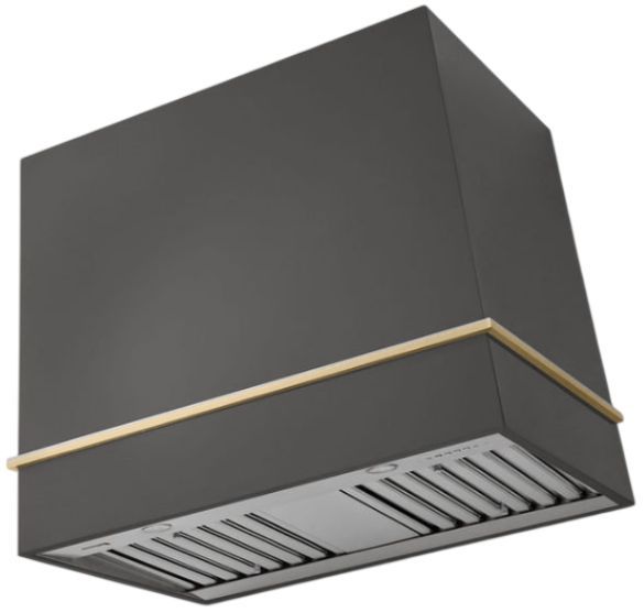AGA Loge 36" Slate Wall Mounted Range Hood with Brushed Brass Trim-0