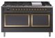 Ilve® Nostalgie II Noblesse 60'' Graphite Matte Pro Style Dual Fuel Range with Brass Trim-0