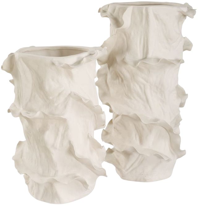 Uttermost® Ripple Crest 2-Piece White Vase Set-0