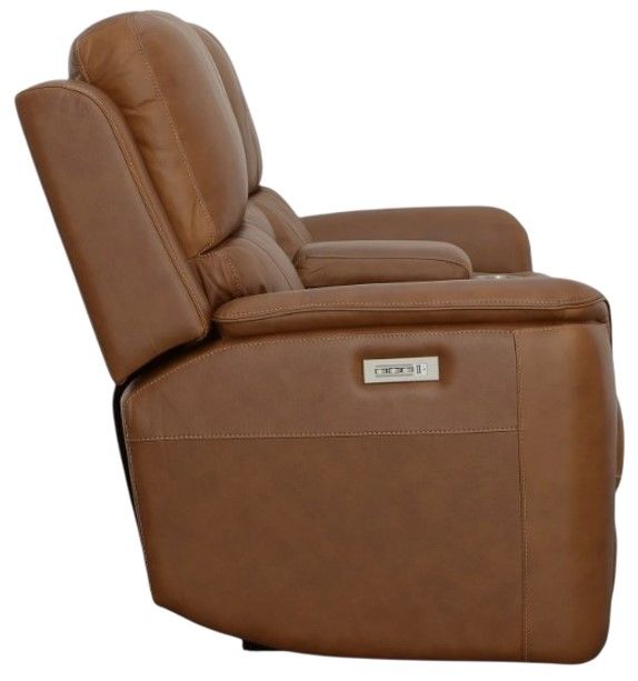 Flexsteel® Henry Caramel Power Reclining Loveseat with Console and Power Headrests-3