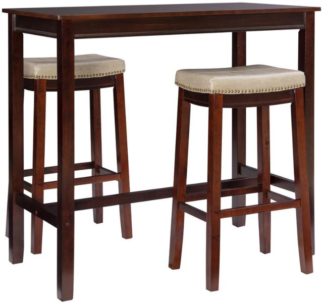 Linon Claridge 3-Piece Beige/Brown Bar Table Set-0