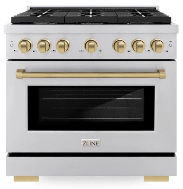 ZLINE Autograph Edition 36" Stainless Steel Pro Style Gas Range with 6 Burner Cooktop-0