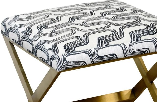 Harp & Finial® Ellis Black/Brushed Gold/White Ottoman-1