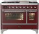Ilve® Majestic III 48" Burgundy Pro Style Dual Fuel Natural Gas Range with Triple Glass Door and Chrome Trim-0