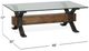 Magnussen Home® Sawyer Toasted Nutmeg Glass Top Cocktail Table with Smoked Iron Base-1