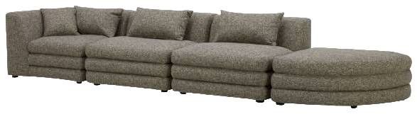 Moe's Home Collection Lowtide Linear 4-Piece Stone Tweed Right-Arm Facing Modular Sectional and Ottoman-3