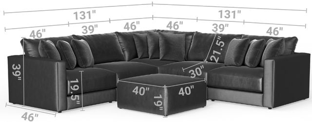 Jackson Furniture Remington 6-Piece Pine L-Shape Sectional with Ottoman-1