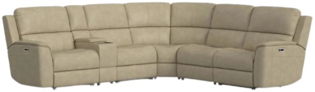Flexsteel® Henry 6-Piece Leather Beige Curved Power Reclining Sectional -0