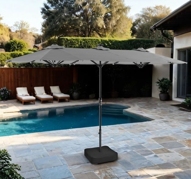 Furniture of America® Musa Gray Rectangular Market Umbrella-1