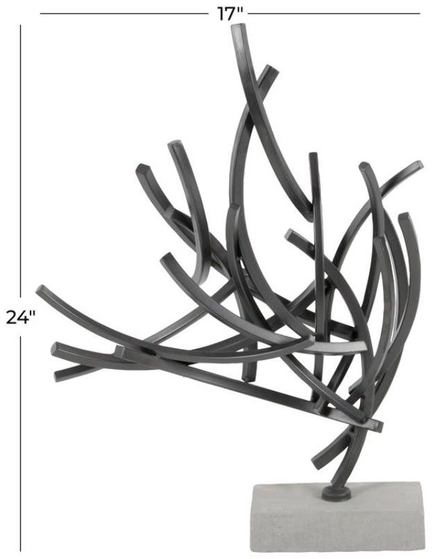 Deco Marche Gray Abstract Decorative Sculpture with Marble Base-2