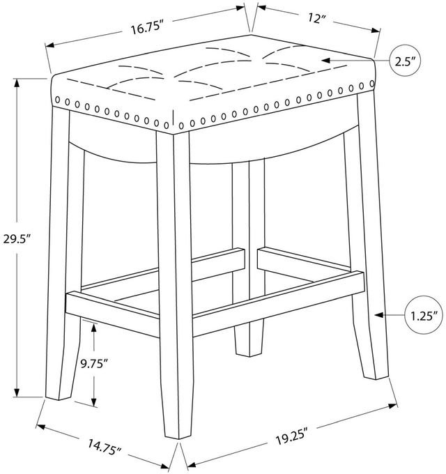 Monarch Specialties Inc. Set of 2 Grey/White Bar Stools-3