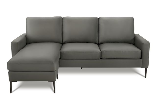 Monarch Specialties Inc. Grey 85" Faux Leather Sofa Lounger and Reversible Chaise-0