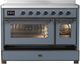 Ilve® Majestic III 48" Blue Gray Pro Style Induction Range with Triple Glass Door and Burnished Trim-2