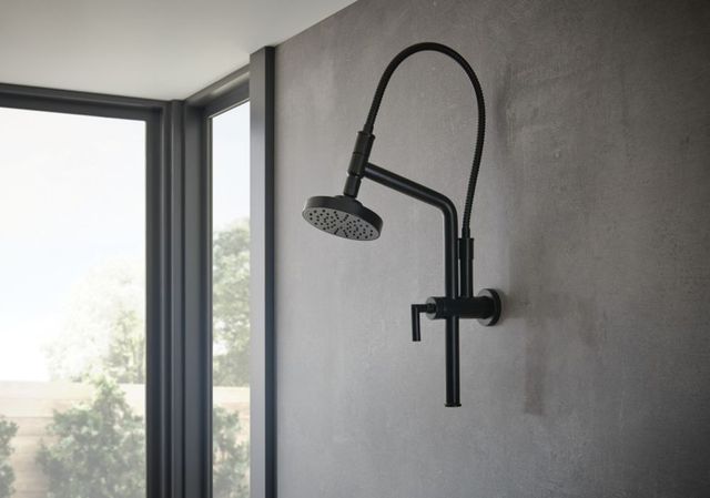 Brizo Beauclere® Matte Black 10.44" Linear Round Slide Bar Shower Arm and Flange-1