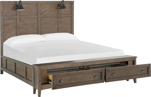 Magnussen Home® Bay Creek Toasted Nutmeg Complete King Lamp Panel Storage Bed-1