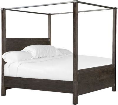 View of the Magnussen Home® Abington Weathered Charcoal Queen Poster Bed