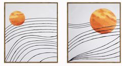 Classy Art 2-Piece Black/Orange 28" Hand Painted Textured Wall Art Set