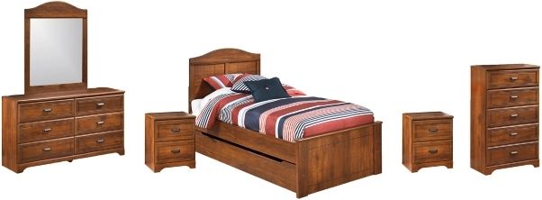 Signature Design by Ashley® Barchan 6-Piece Medium Brown Twin Panel Bed Set-0