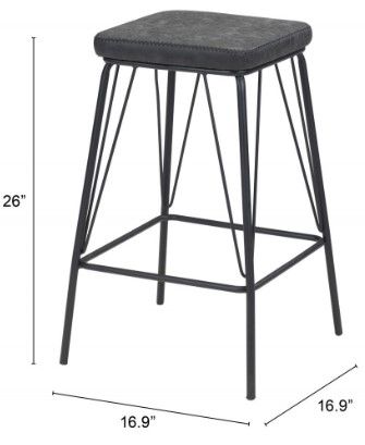 Zuo® Modern Samuel 2-Piece Vintage Black Barstools-2