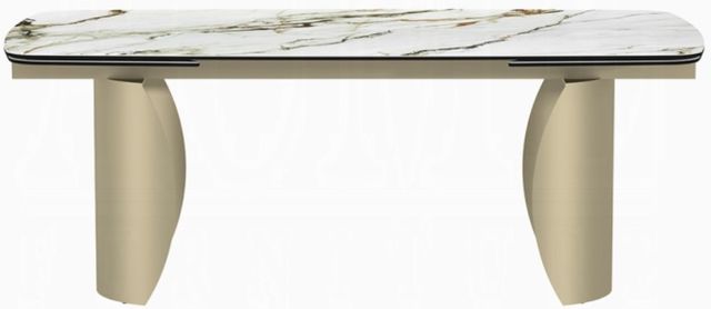 ACME Furniture Cora White Dining Table with Golden Champagne Base-3